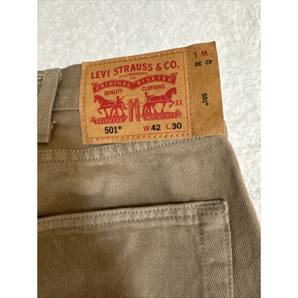 Levi's 501 Men's 42x30 Tan Button-fly Heavy Denim 00501-1212 - Picture 3 of 9